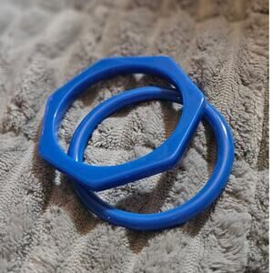 Boutique Pair of Geometric Blue Resin Bangles ~ One Round & One Seven-Sided